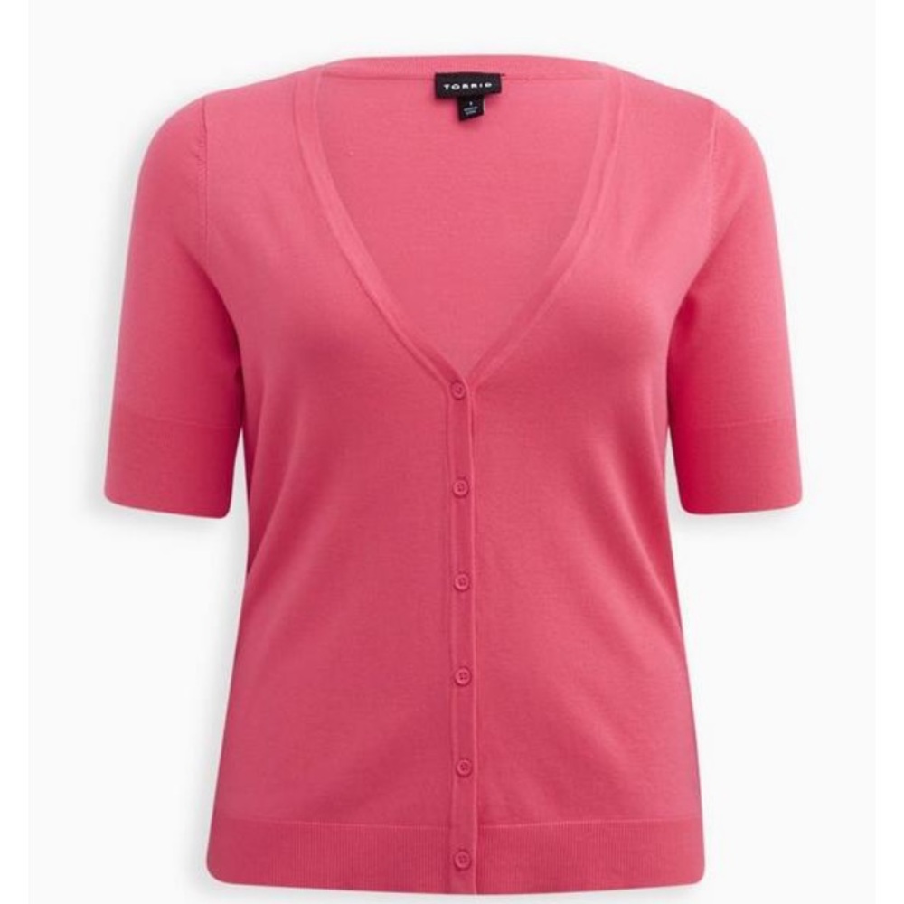 Torrid V-neck Cardigan Short Sleeved Fitted Cardigan Size 2 - NWT